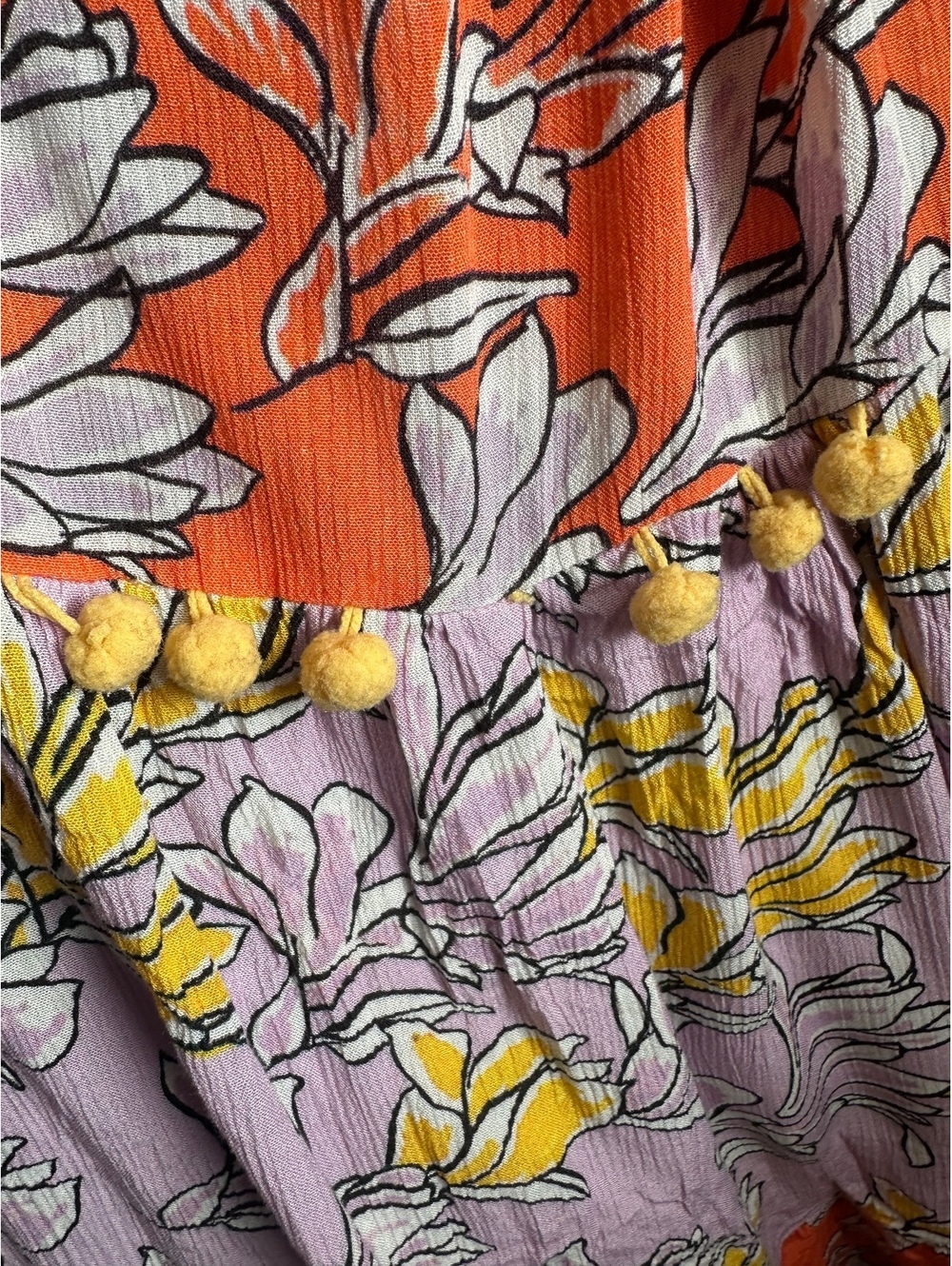 Farm Rio Anthropologie Culebra Maxi Dress Orange & Lilac Floral Women’s Large - Picture 9 of 15